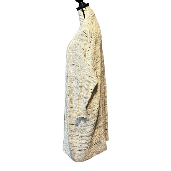 Ecote Oversized Open Front Longline Cardigan Ivory Chunky Knit Cozy Grandpa Core - Picture 7 of 11